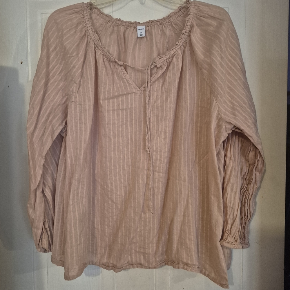 Old Navy Light Pink Striped Blouse